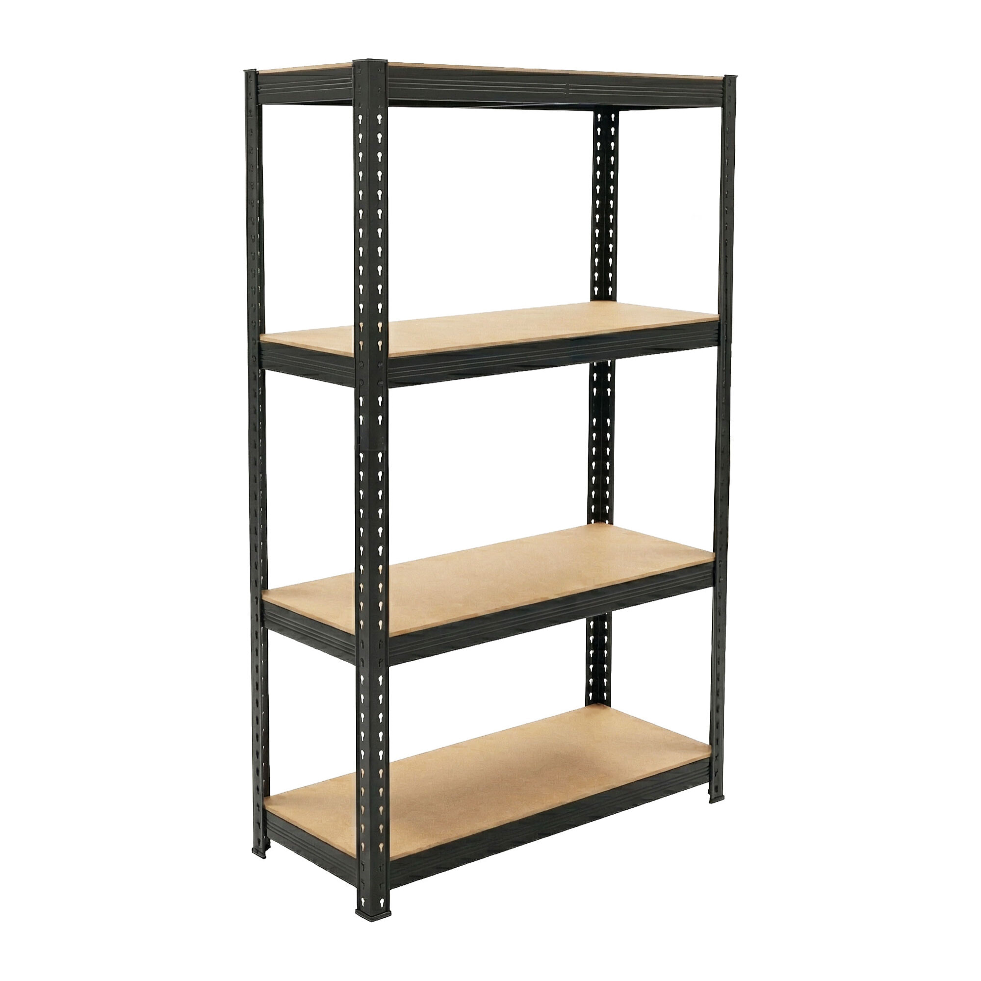 Brace 75 - Scaffale in metallo 150x73x30 cm 4 ripiani carico max 700 Kg Scaffalatura per Garage in Metallo e MDF Nero