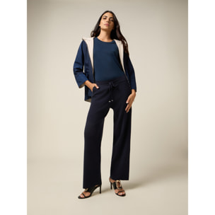 Oltre - Pantalones de punto con bolsillos laterales - Azul