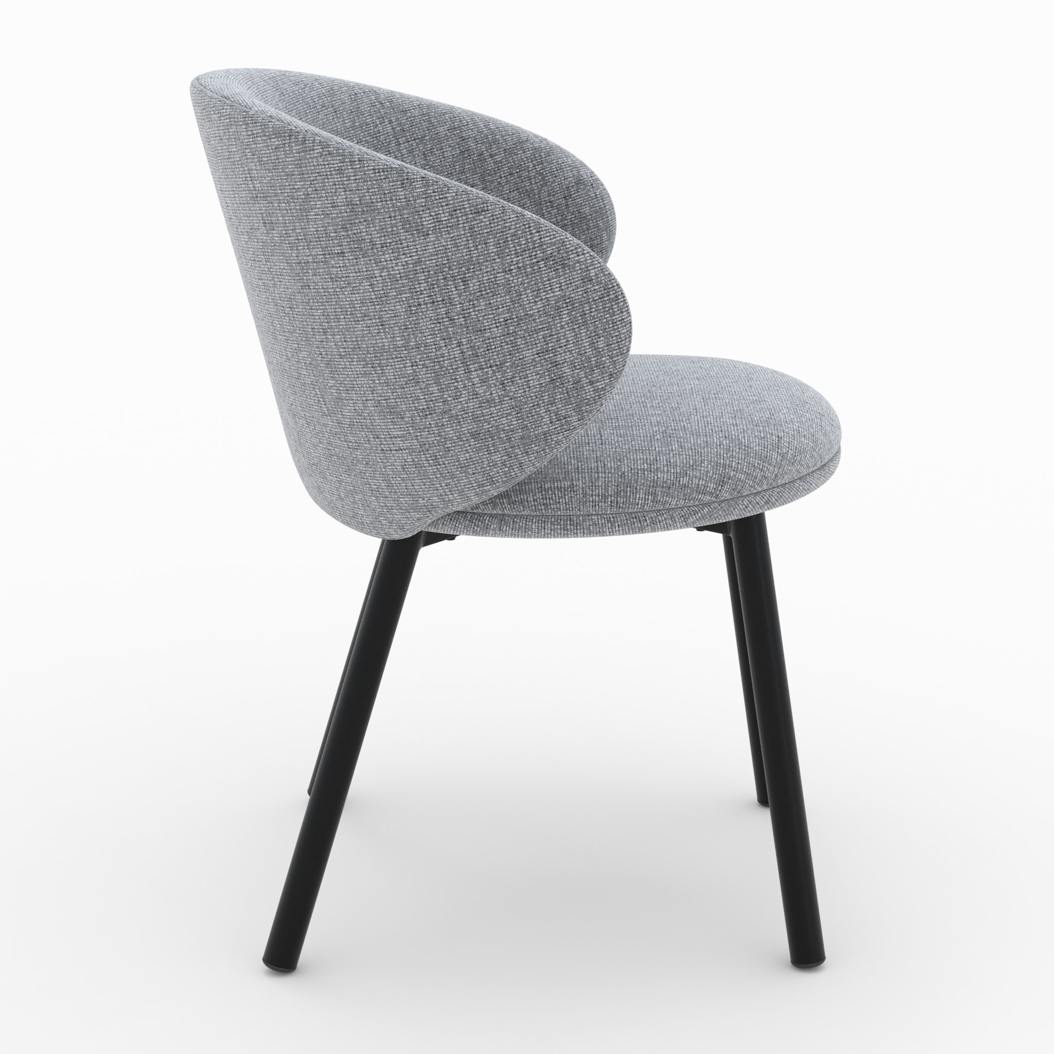 Lot de 2 chaises en tissu gris foncé chiné et pieds noirs - Cécilia