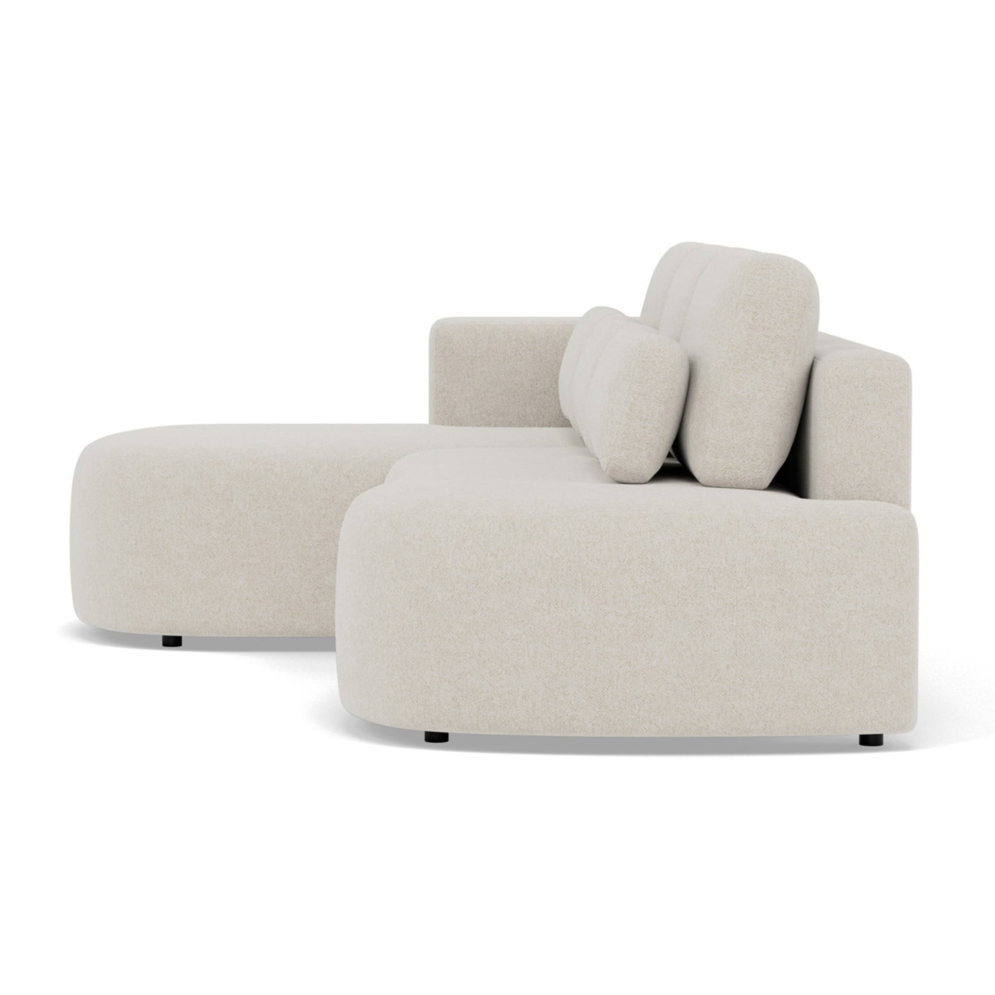 Mahina - canapé d'angle gauche 4 places convertible avec coffre en tissu texturé - Beige