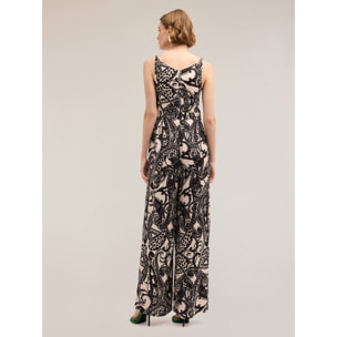 Motivi - Tuta lunga satin fantasia paisley - Nero