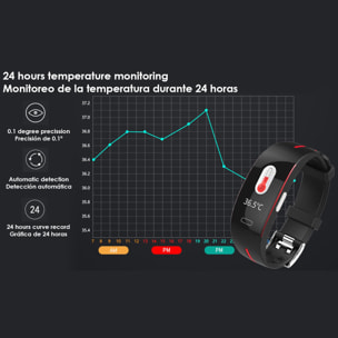 Pulsera inteligente P3A con medición de temperatura corporal, electrocardiograma y tensión arterial