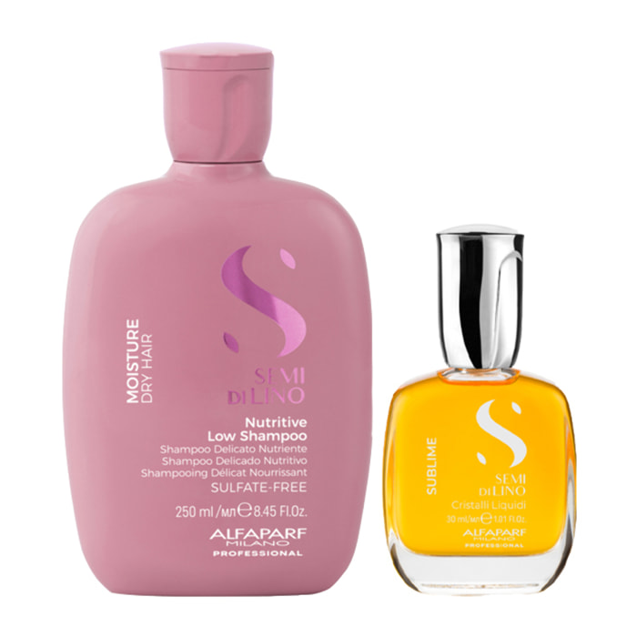 ALFAPARF MILANO Kit Semi Di Lino Nutritive Low Shampoo + Cristalli 30ml