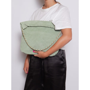 Borsa a spalla da donna Made in Italy - Modello Celeste Elite - Pelle scamosciata - 32.0 x 34.0 x 6.0 cm