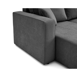 Topaze - canapé panoramique - 7 places - convertible avec coffre - en tissu - Gris foncé