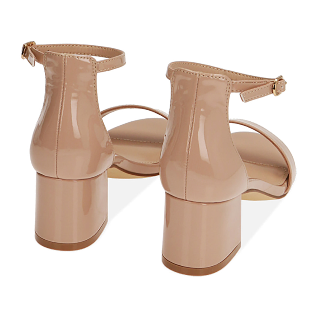 Sandalias de charol color nude, tacón de 5,5 cm