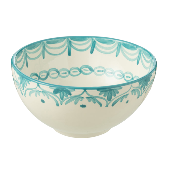J-Line bol Granada High - céramique - blanc/aqua - large - Ø 28 cm