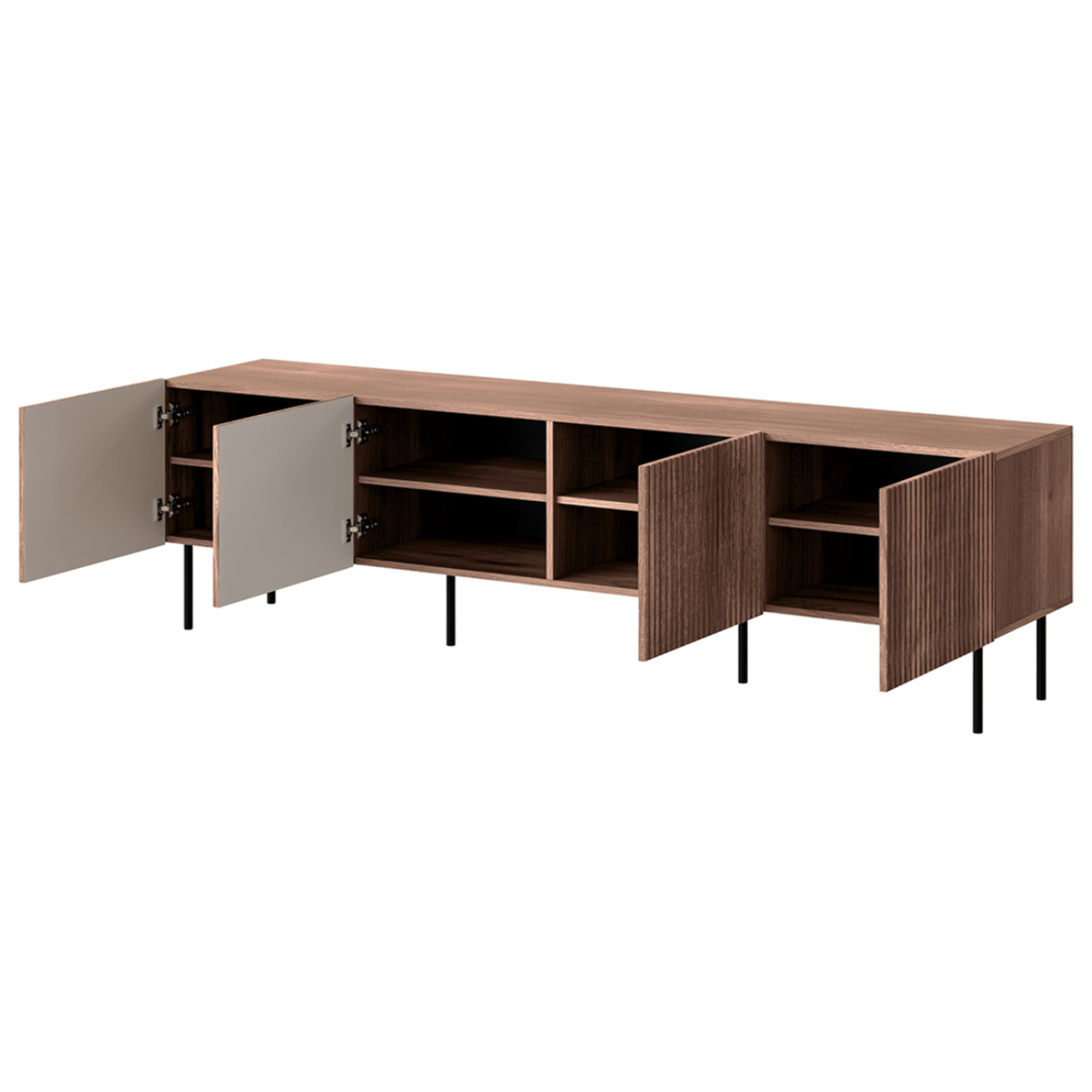 Franco - meuble tv - effet bois - 200 cm - Bois / Noir