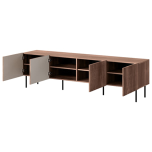 Franco - meuble tv - effet bois - 200 cm - Bois / Noir