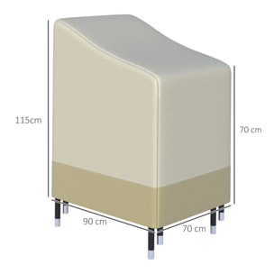 Funda para Sillas Apilables 90x70x115 cm Funda para Sillas de Jardín Impermeable de Tela Oxford 600D Funda para Muebles Jardín Anti-UV Beige y Café