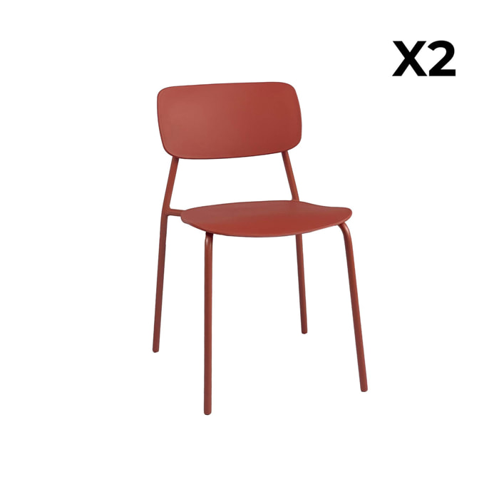 Chaise de jardin empilable acier et plastique (lot de 2) LIVA