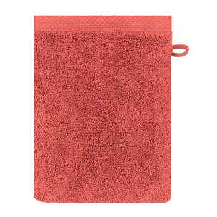 Gant de toilette pur coton 550 g/m² uni rose Elea corail