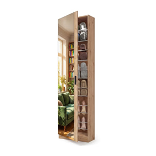 Zapatero alto de 1 puerta con espejo en alpine oak 180x50 cm Roma Alpine Oak