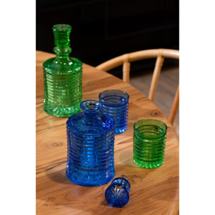 J-Line Carafe Cotelé - verre - bleu cobalt