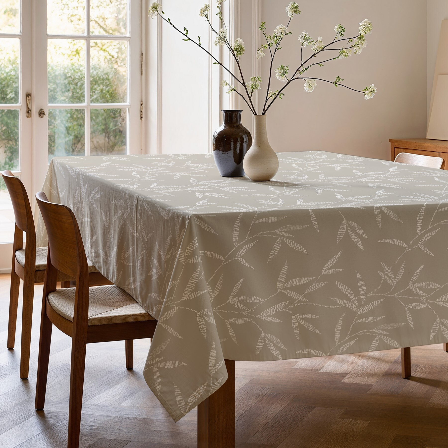 Nappe imprimée anti-tâches NORI BEIGE