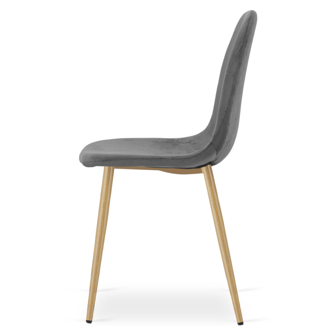 Sedia Padva in velluto grigio scuro con gambe effetto rovere