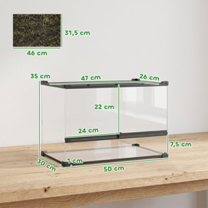 Terrarium verre 48L vivarium boîte à reptiles fermeture sécurisée par rotation noir