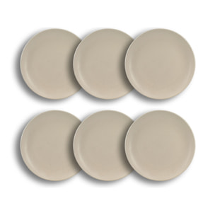 Lot de 6 assiettes plates beige en grès 27cm  ARITA
