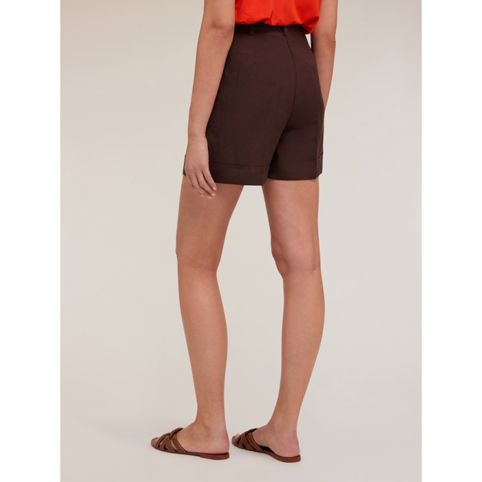 Motivi - Pantalones cortos de lino y viscosa - Marrón