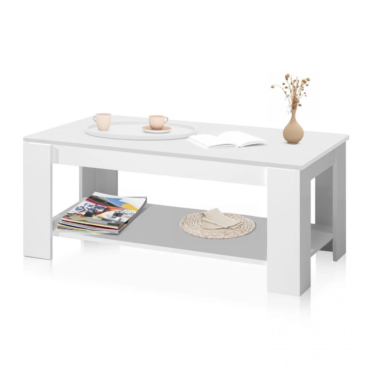 Mesa de centro elevable Lya Blanco Artik (Blanco Mate)