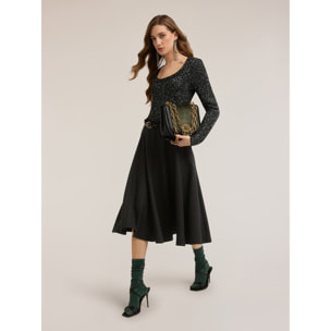 Motivi - Falda midi de paño - Negro