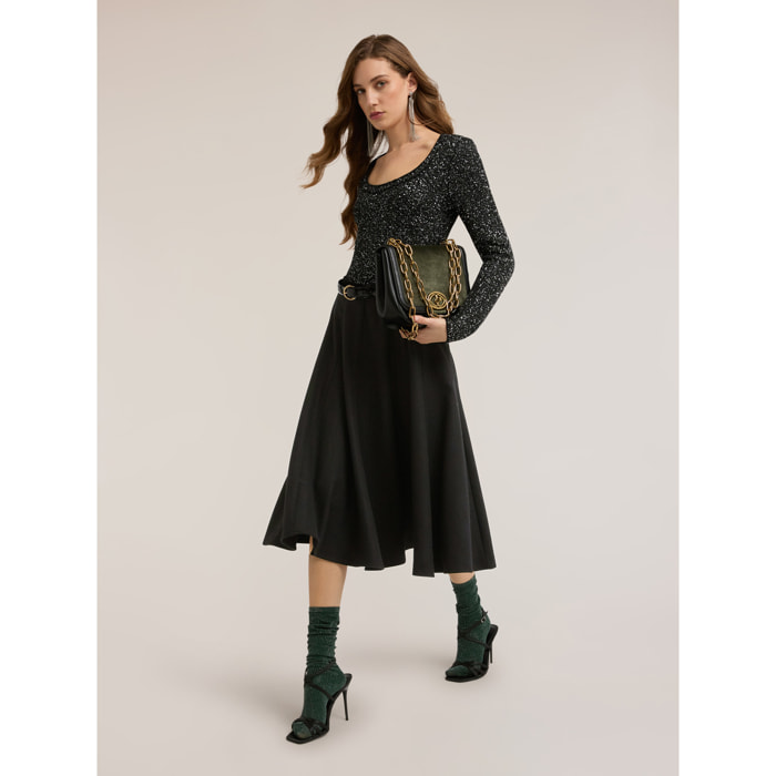 Motivi - Falda midi de paño - Negro