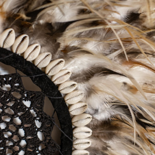 Décoration en plumes jujuhat naturelles et coquillages 50cm KAPAU