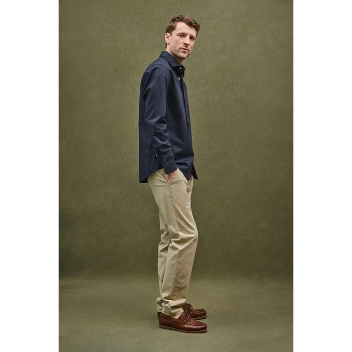 Camisa azul marino de corte slim con logo Rigby Go