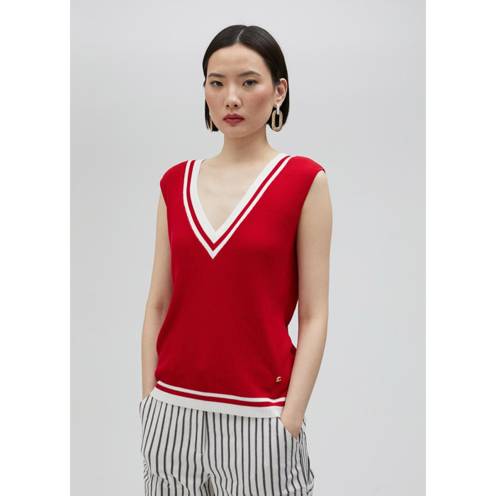 Top in maglia bicolore