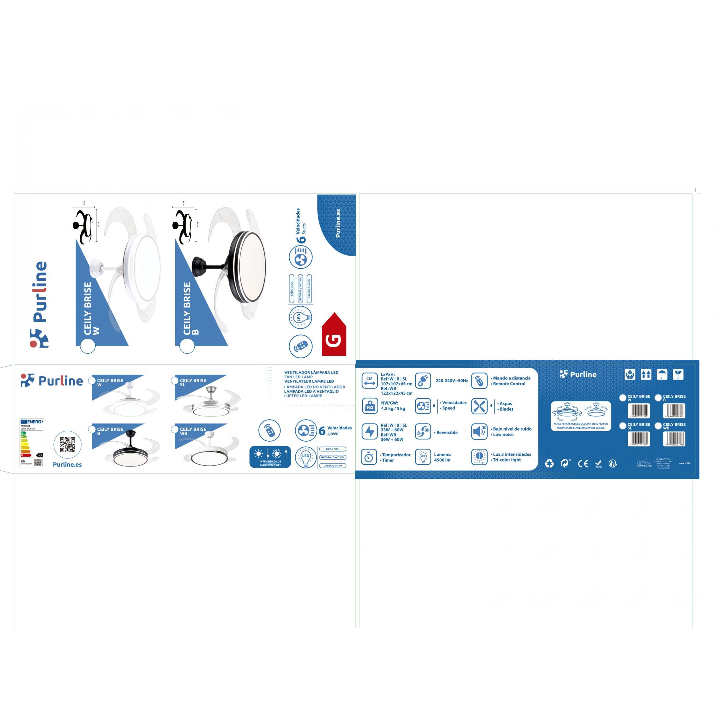 Ventilateur de plafond rétractable avec lumière LED et minuterie