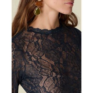 Oltre - T-shirt in pizzo see-through - Blu