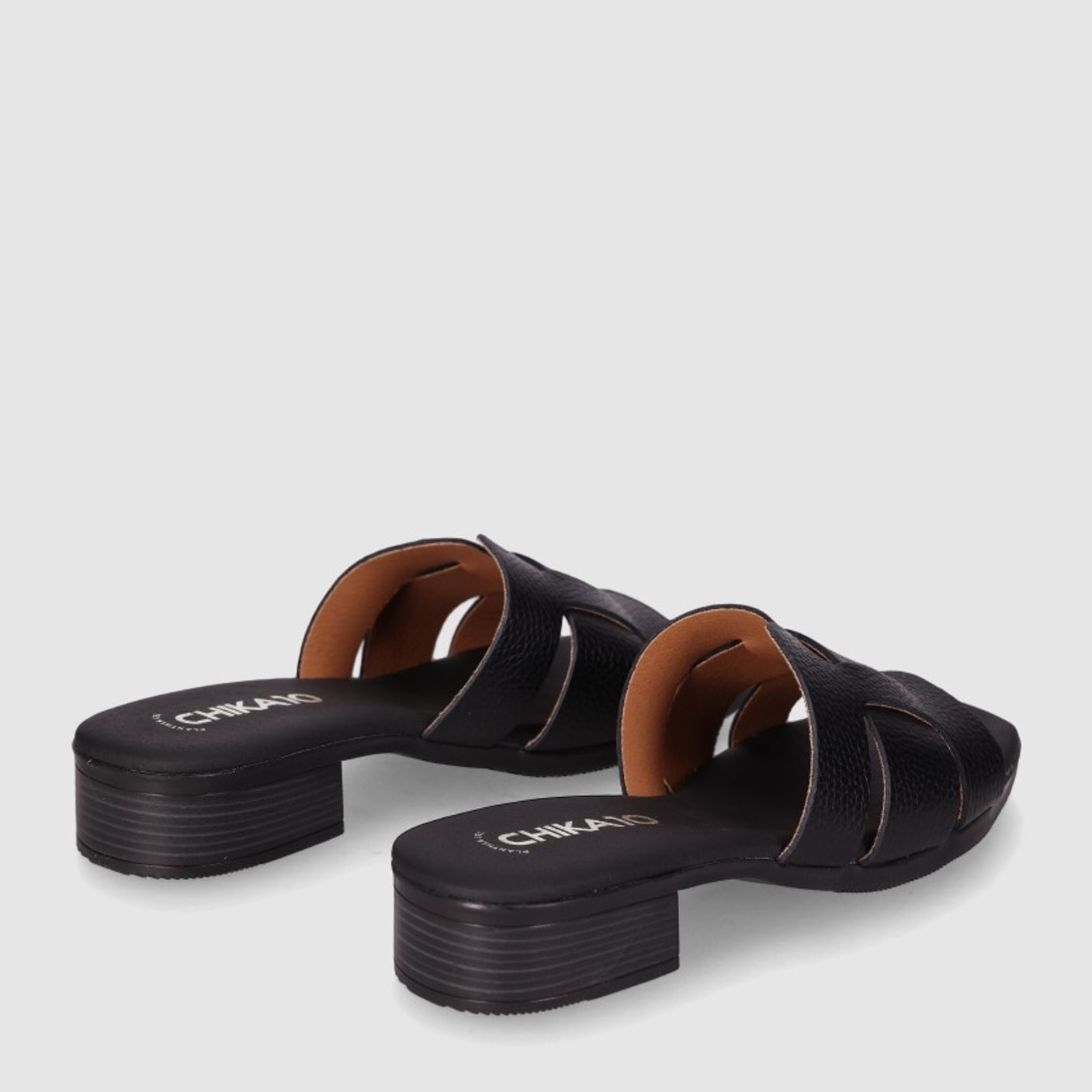 Sandalias de Piel - Negro - Tacón: 3 cm