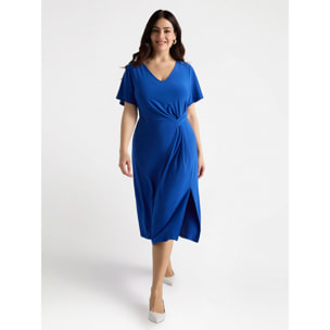 Fiorella Rubino - Vestido en tejido de punto con trabilla lateral - Azul aciano