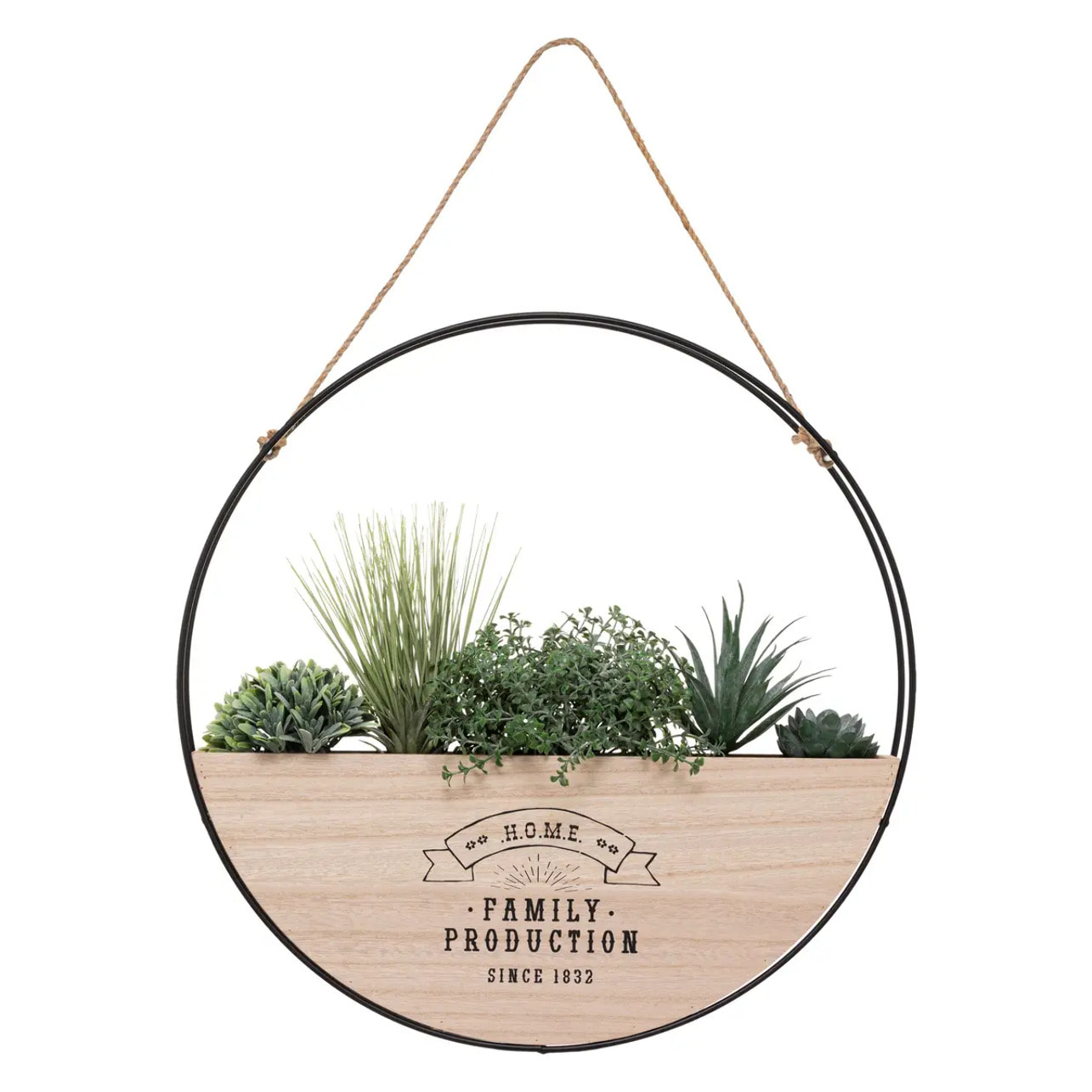 Plante artificielle suspendue "Krista" en bois et métal D44cm