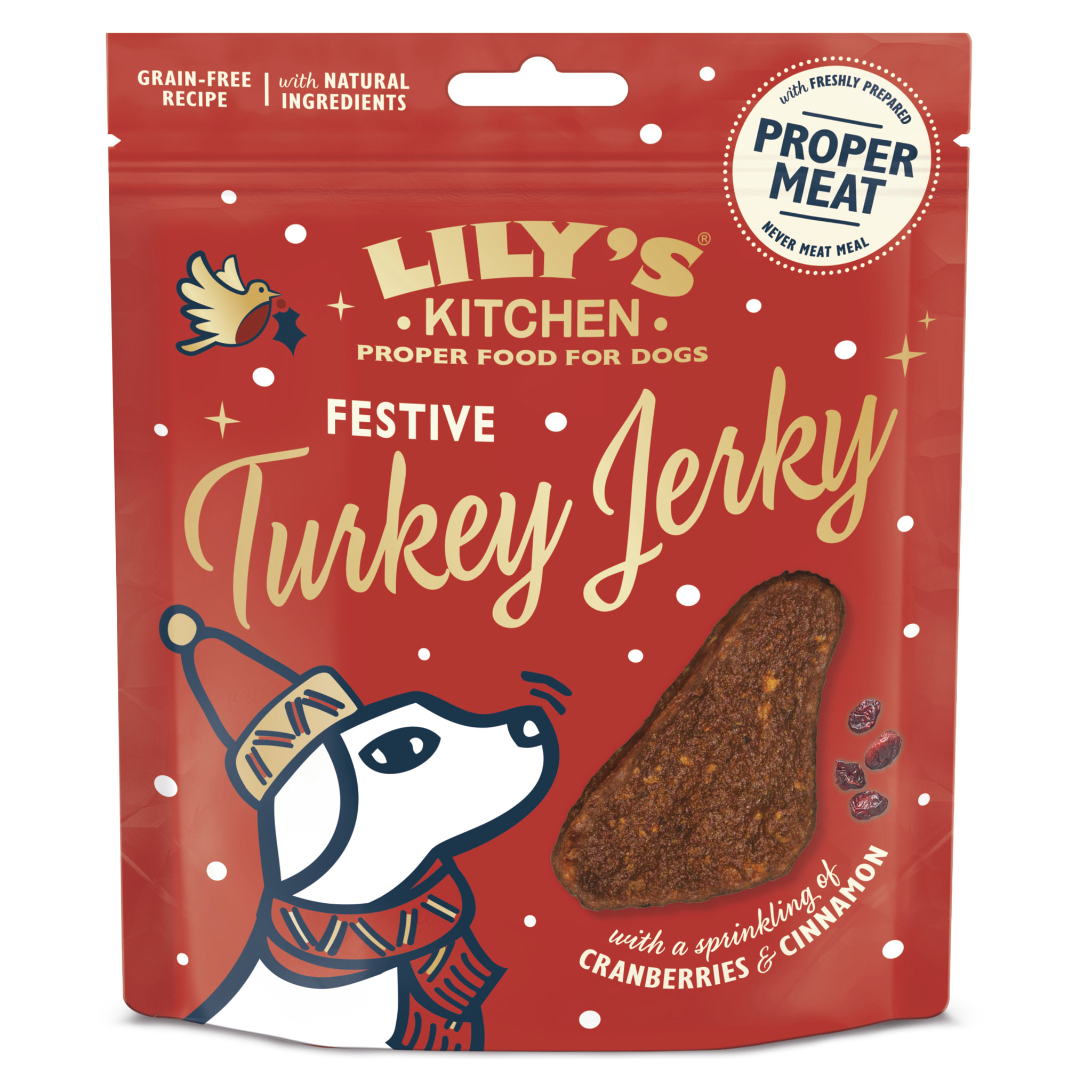 Lot de 8 - Lily’s Kitchen Friandises pour chiens Bouchées de dinde de Noël 70g
