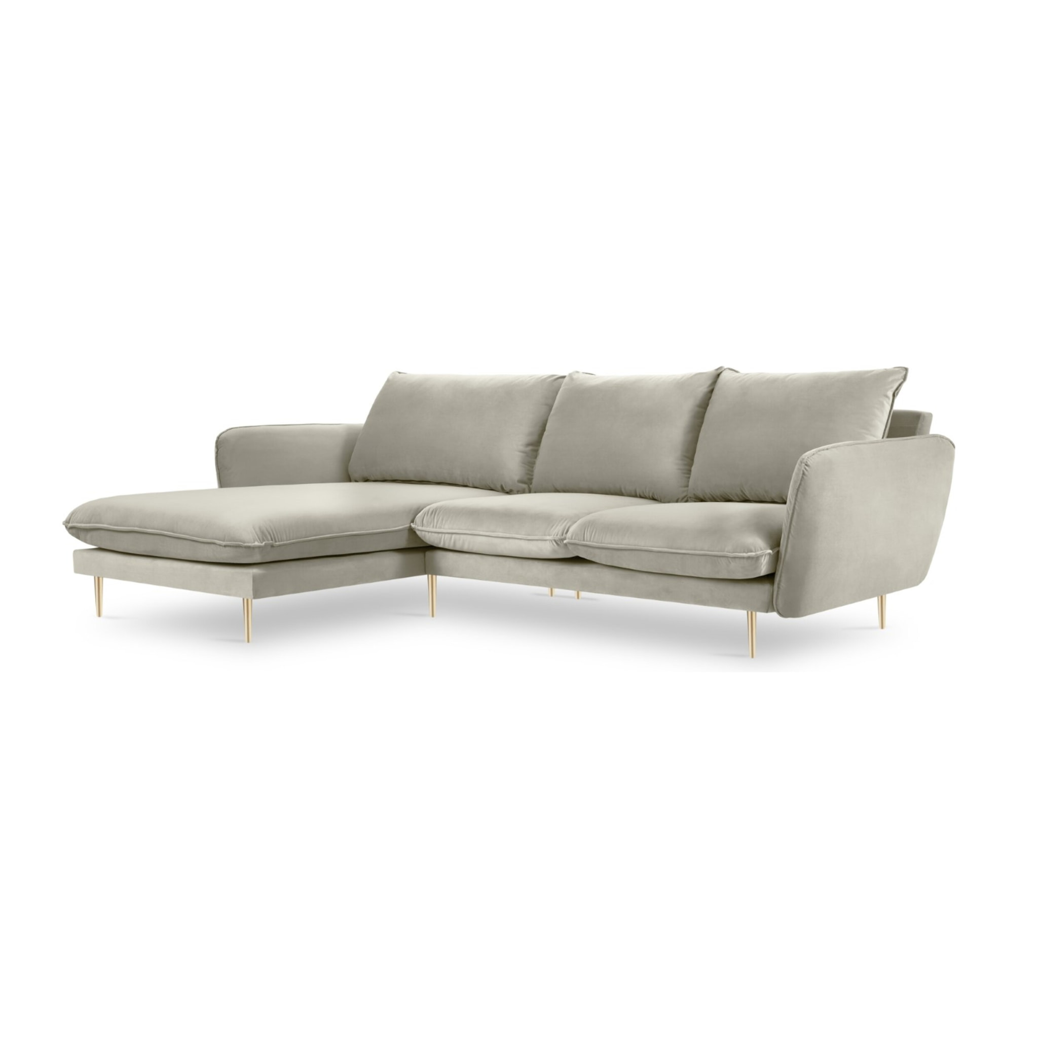 Canapé d'angle gauche "Vienna" 5 places en velours beige