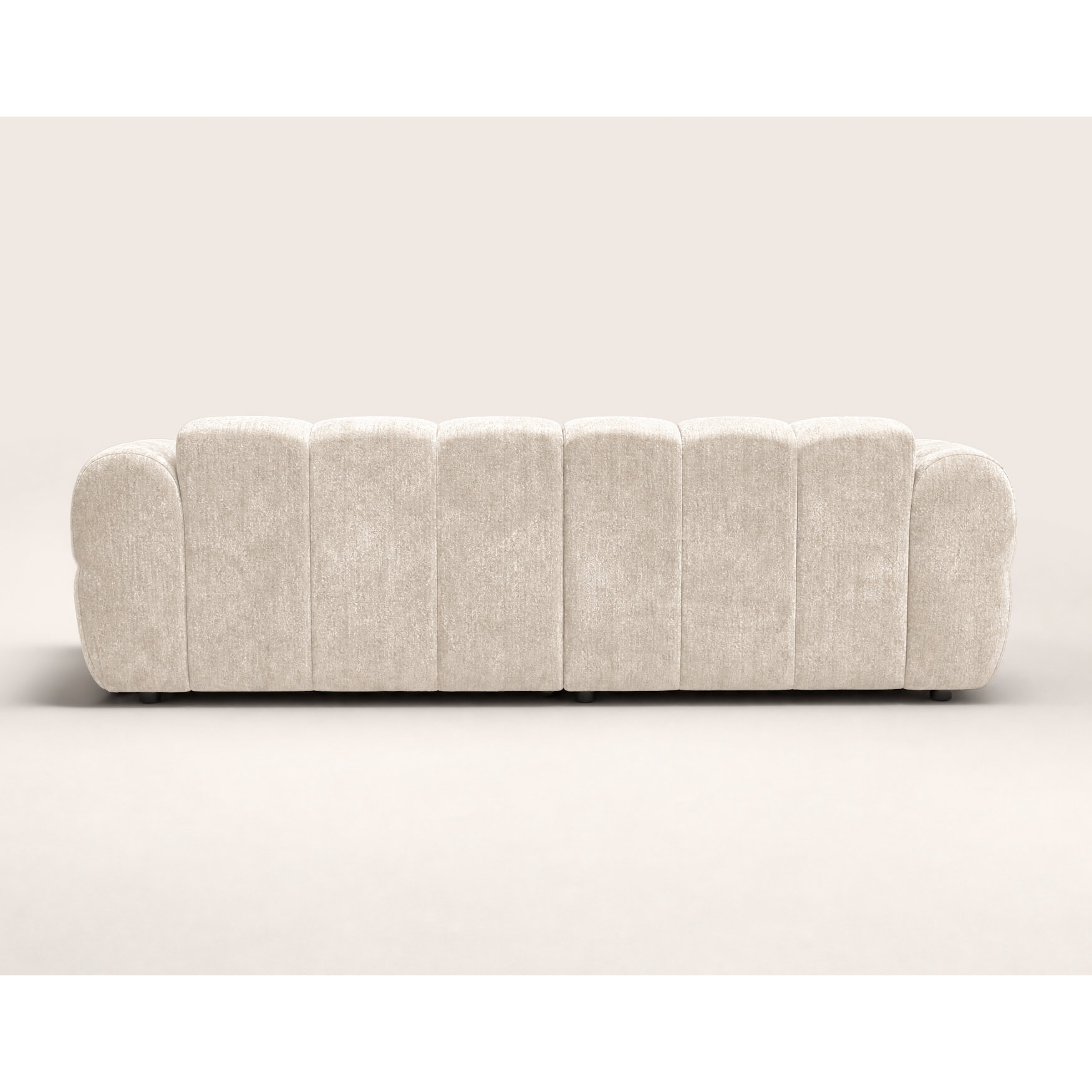 Mini Ray - Canapé d'angle gauche 4 places en tissu texturé - Beige