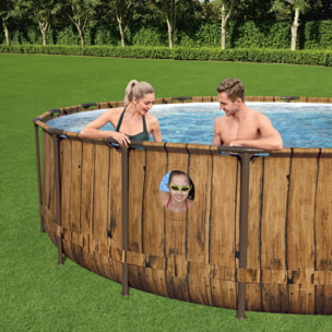 Bestway Piscine hors sol tubulaire ronde Bestway Power Steel Swim Vista 488 x 122 cm décor bois