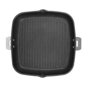 Gril carré en aluminium antiadhésif 28 cm - poignée amovible