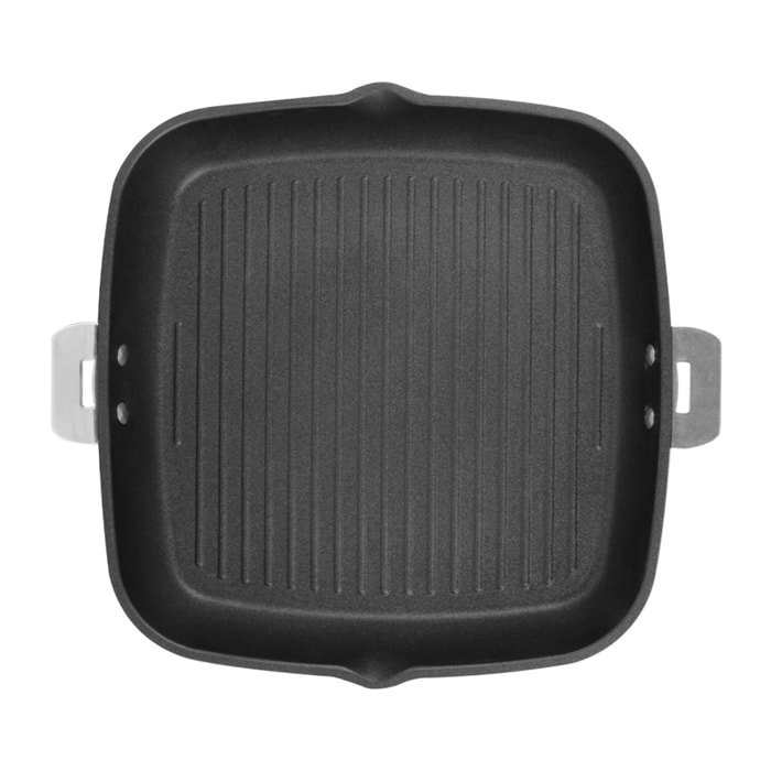 Gril carré en aluminium antiadhésif 28 cm - poignée amovible