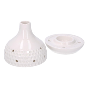 Portacandele in ceramica da 1 posto bianco tondo cmø11h12