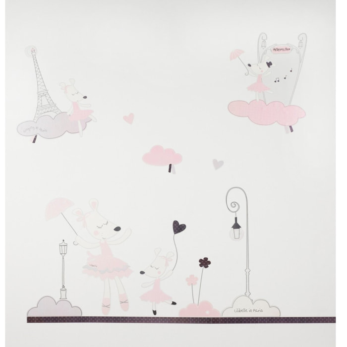 Stickers muraux Petite souris 70x50cm en Papier Rose