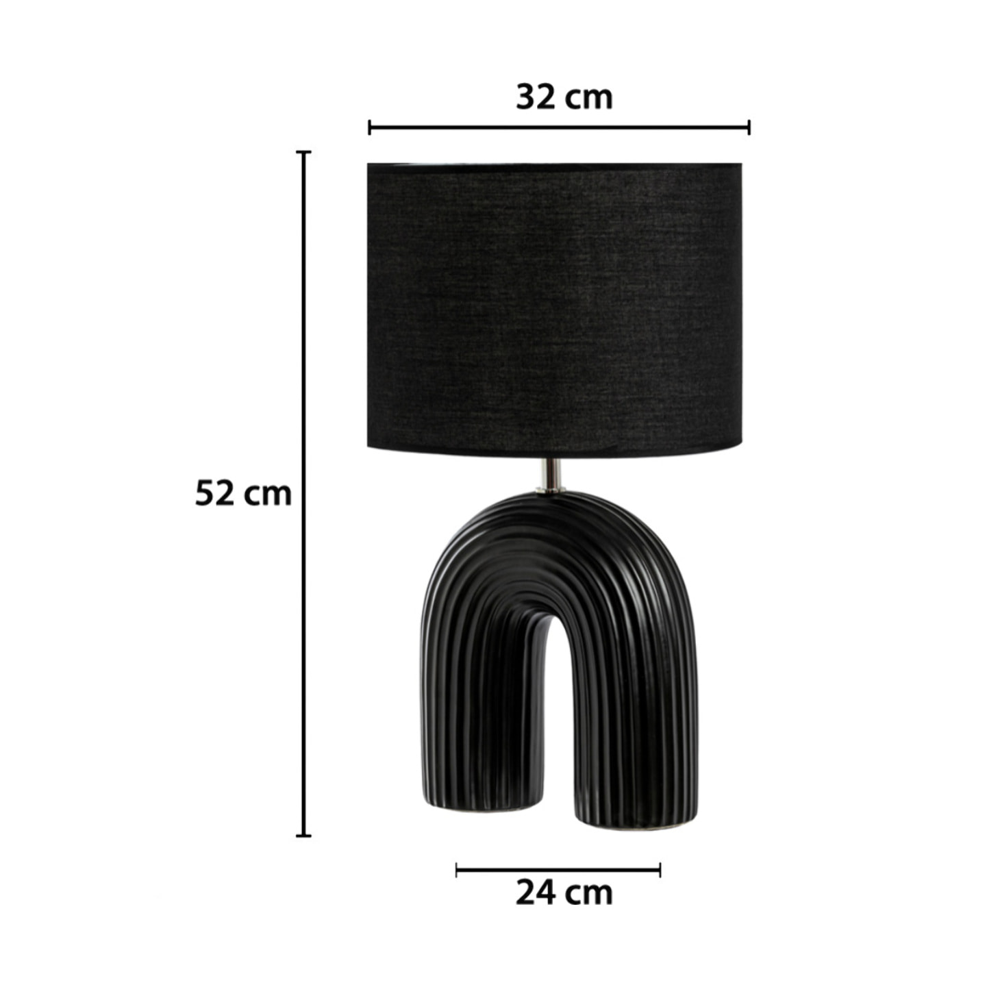 Lampada Da Tavolo Comodino Ricaricabile Accensione On/Off Modello Mykonos Nero