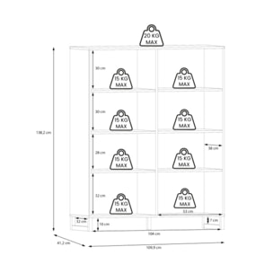 Armoirette H138 cm 8 niches 4 portes soft close gris clair mat - BASIL