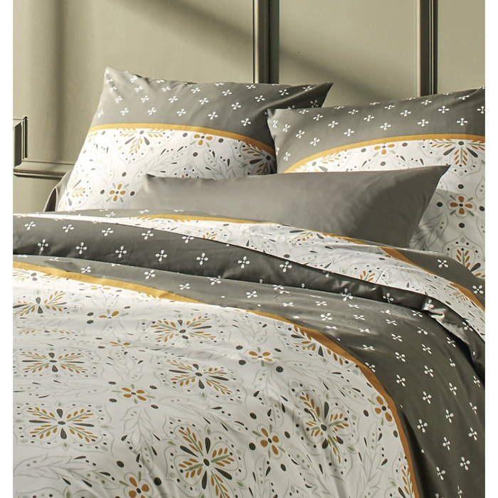 Parure Housse De Couette 3pcs Coton Percale Tily Havane