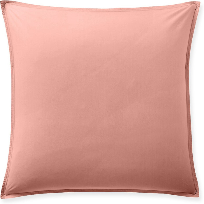 Paire de Taies D'oreiller Avec Volant 100% Percale De Coton Lavé Rose Poudré