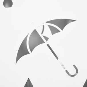 ParagÃƒÂ¼ero de Acero ParagÃƒÂ¼ero Blanco con 4 Ganchos y Bandeja de Goteo Extraíble Porta Paraguas Diseño Tallado para Pasillo Entrada 15,5x15,5x41 cm