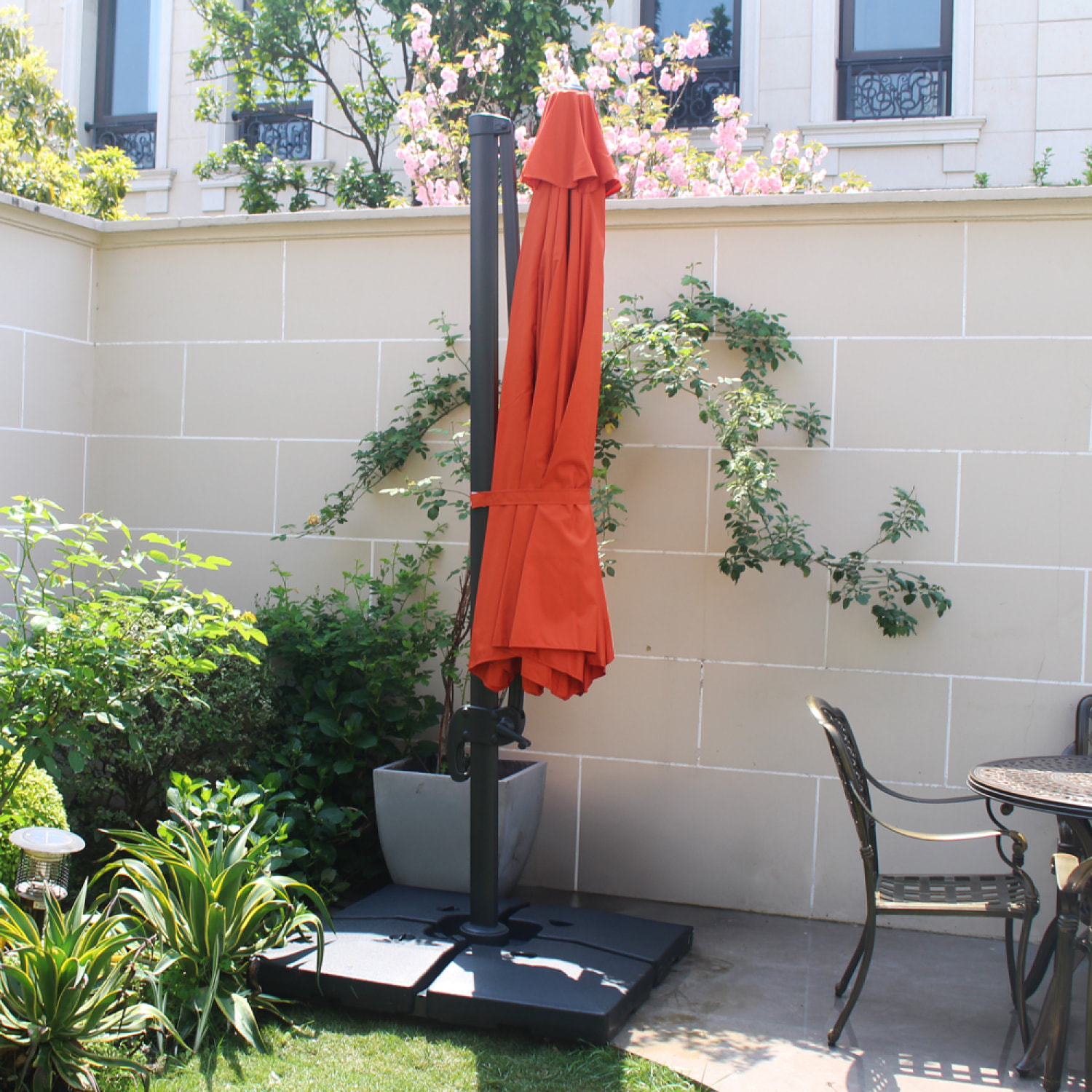 Parasol déporté et rotatif Ø 3,5 m terracotta TARGA
