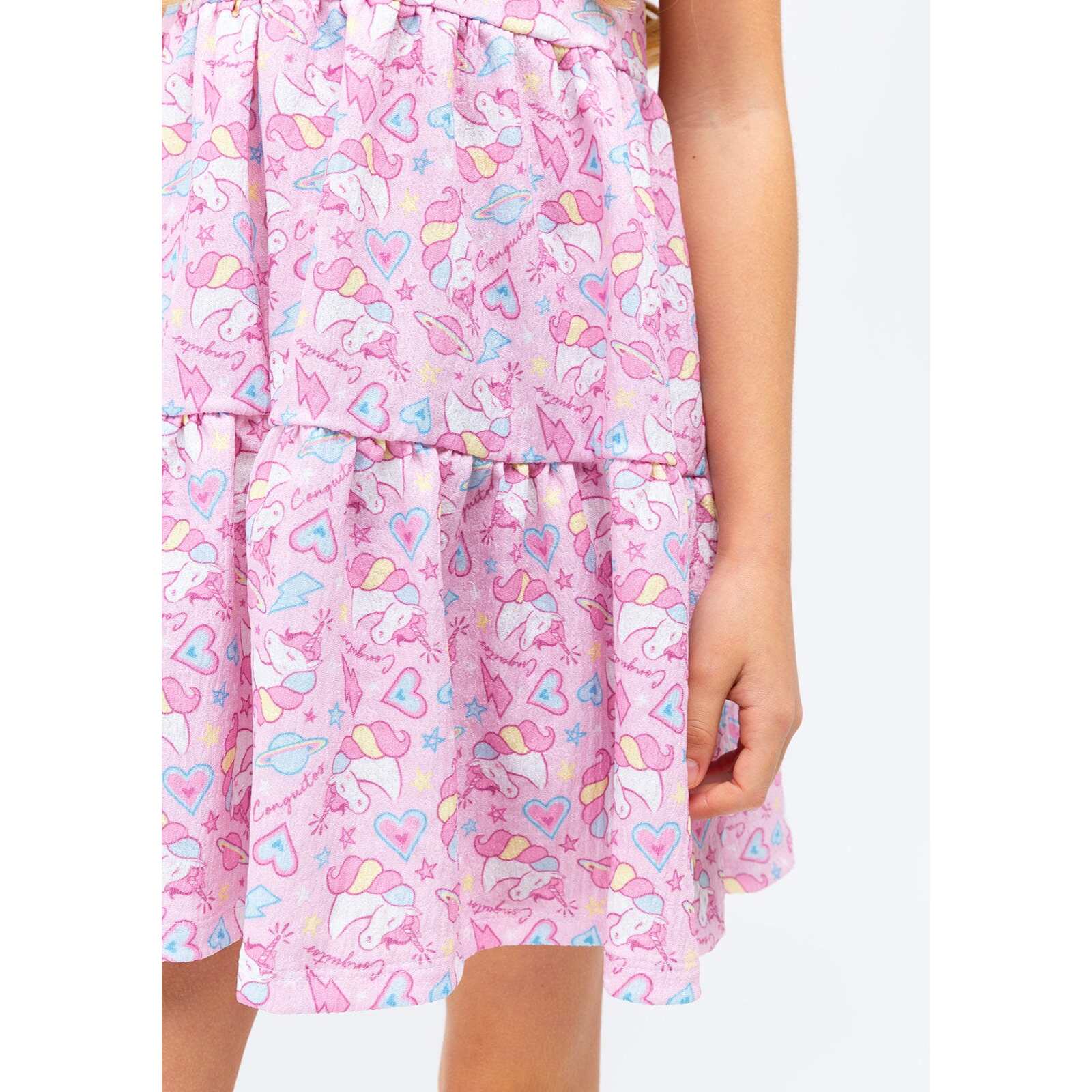 Vestido Conguitos Rosa Estampado Unicornio Niña