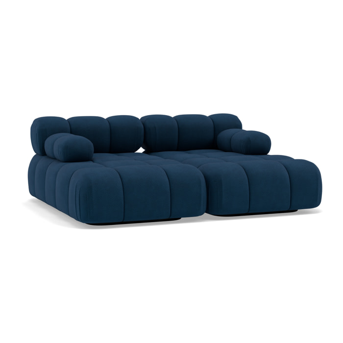 Ruby - canapé droit 4 places avec double méridienne - assise profonde - en velours texturé - Bleu